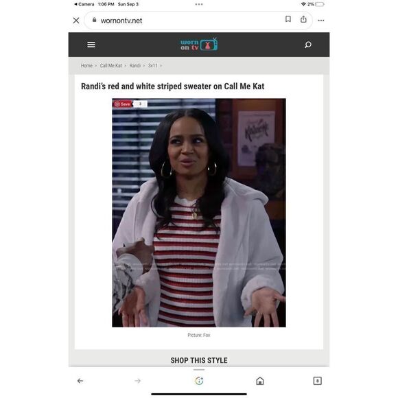 Nordstrom Red Breton Stripe Distressed Cropped Ribbed Sweater, M. French Girl - Picture 4 of 12